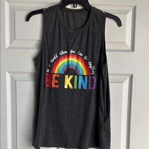 Women’s Be Kind' Rainbow Tank Top - Charcoal